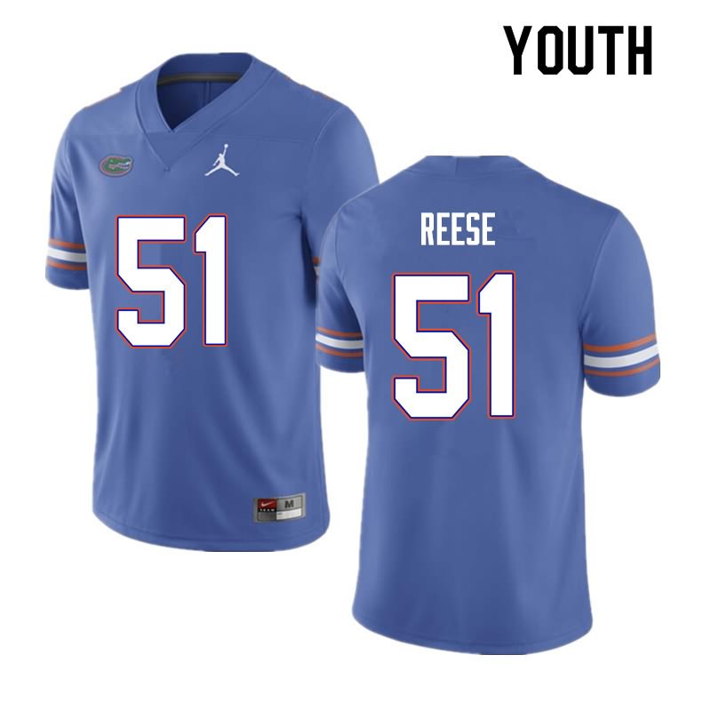 NCAA Florida Gators Stewart Reese Youth #51 Nike Blue Stitched Authentic College Football Jersey AWW1764XE